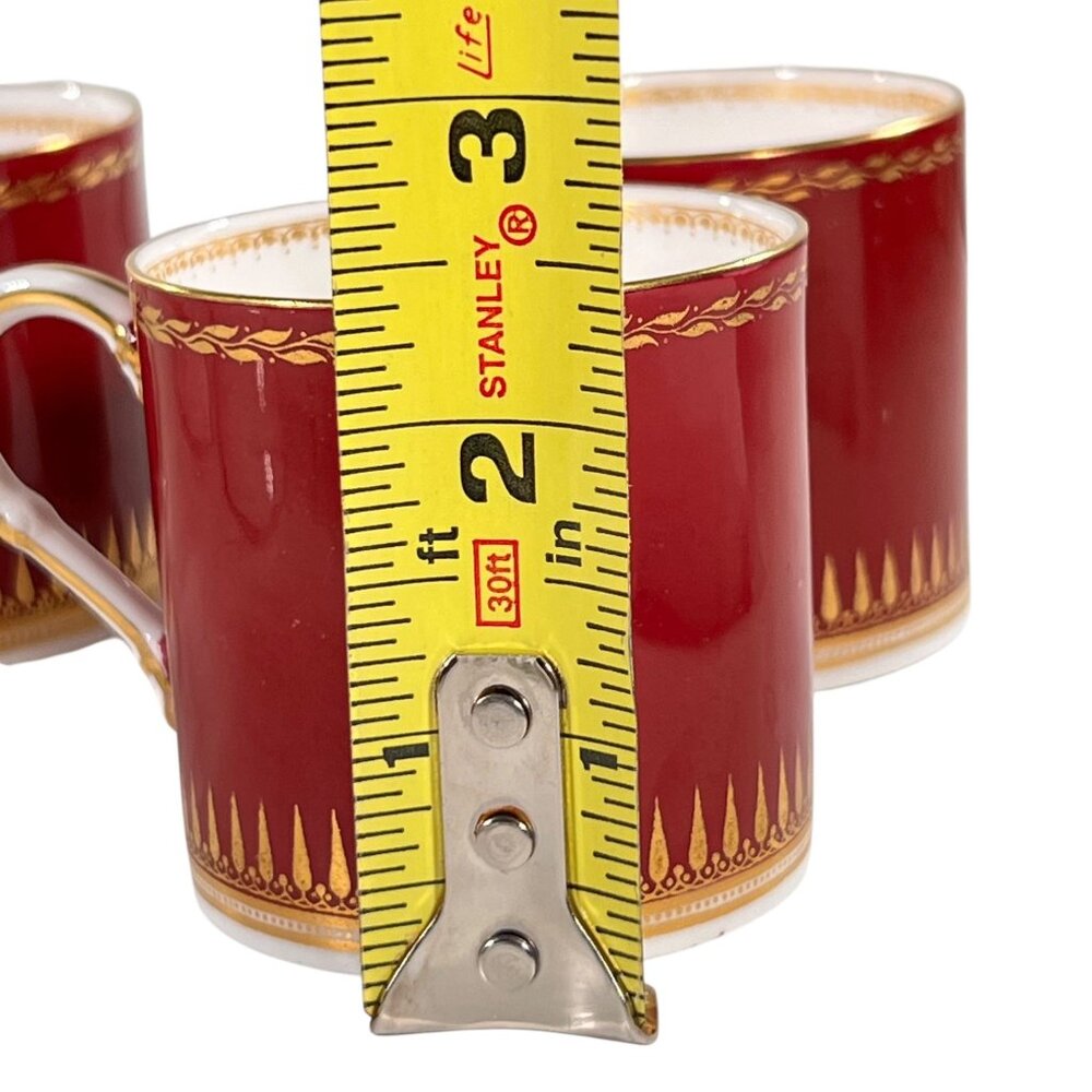 Royal Worcester Regency Red Espresso Demitasse Cups Saucers Sunburst Set Of 4 - Picture 16 of 16